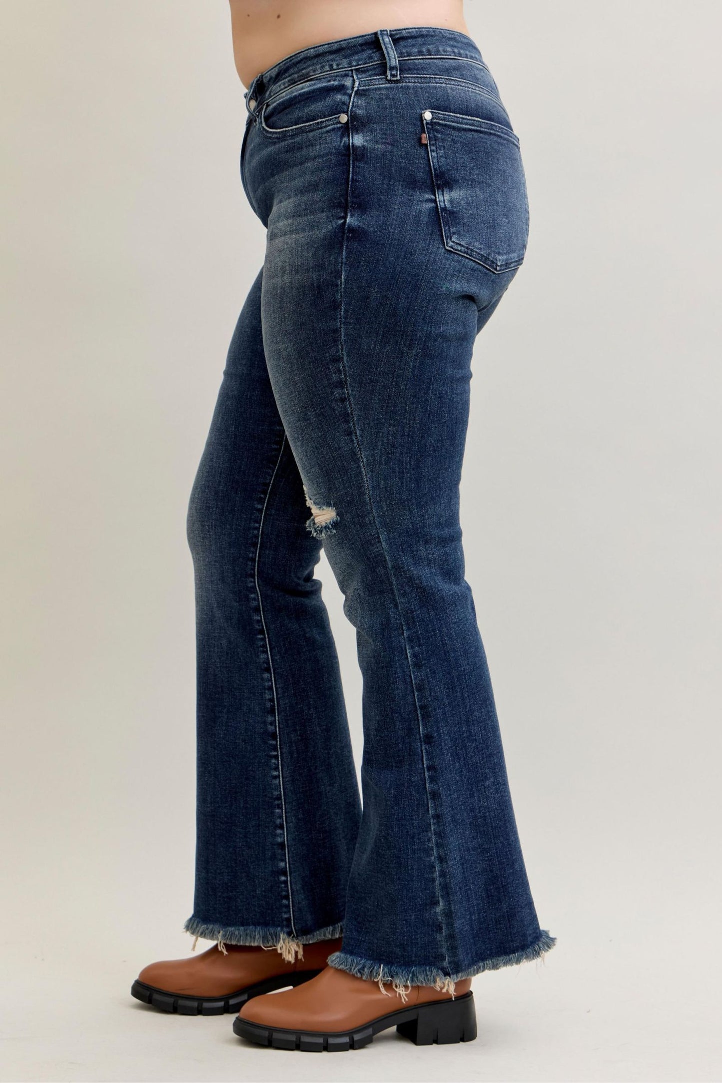 Mara High Rise Flare Destroy & Fray Hem by Judy Blue