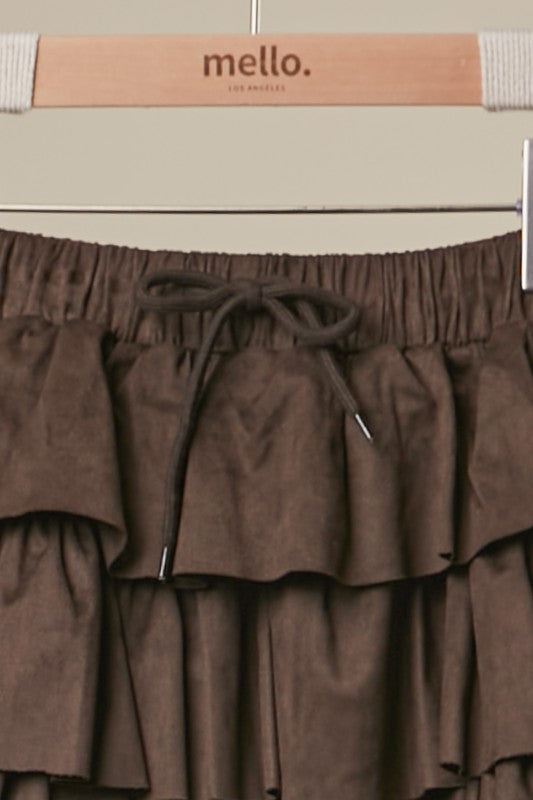Brown Sugar Ruffle Mini Skirt