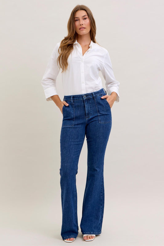 Della High Rise Flare Non Distressed by Judy Blue