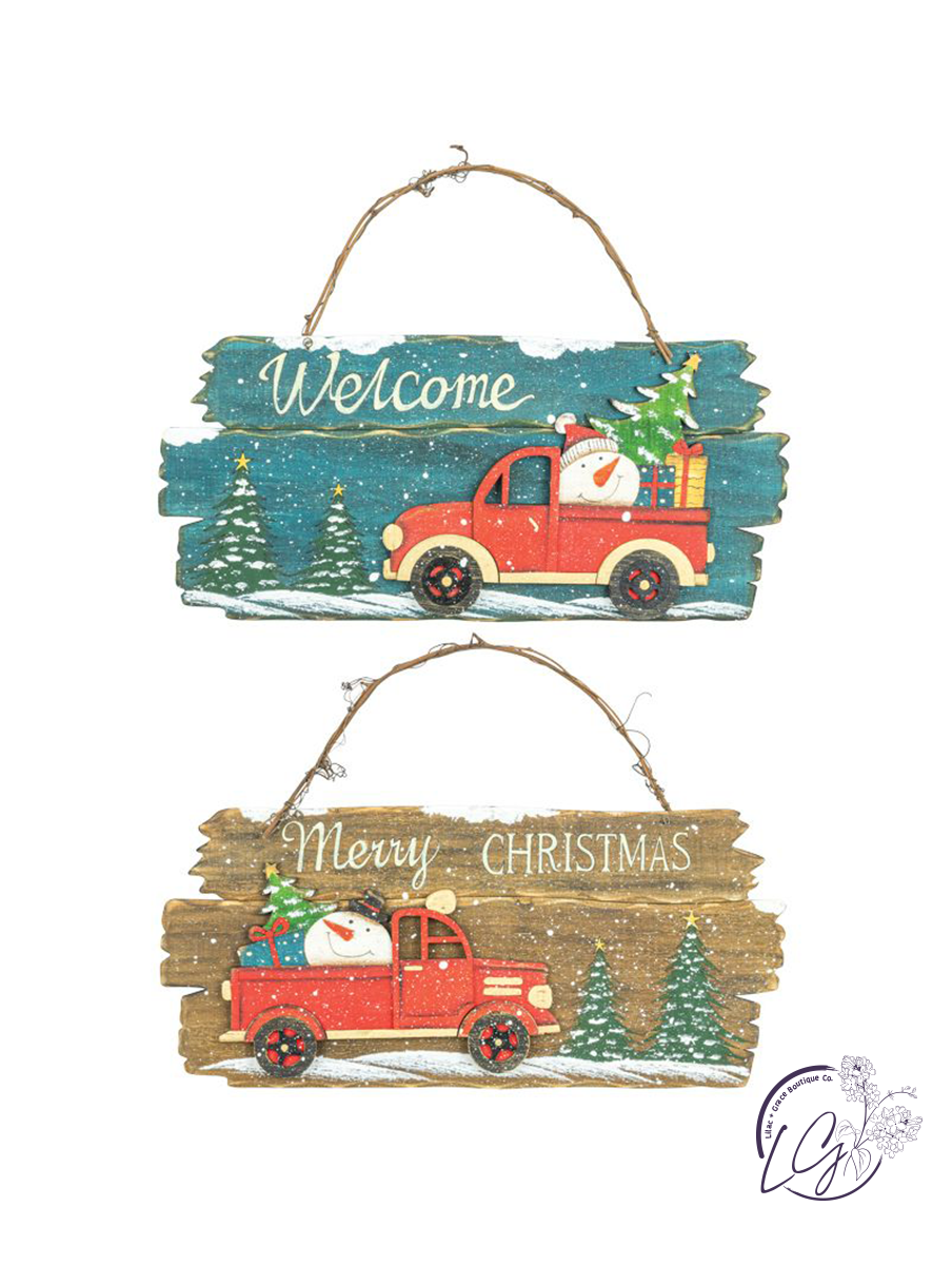 Welcome Christmas Truck Sign