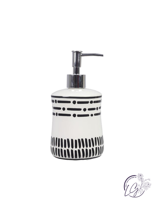 Ceramic Black & White Soap Pump