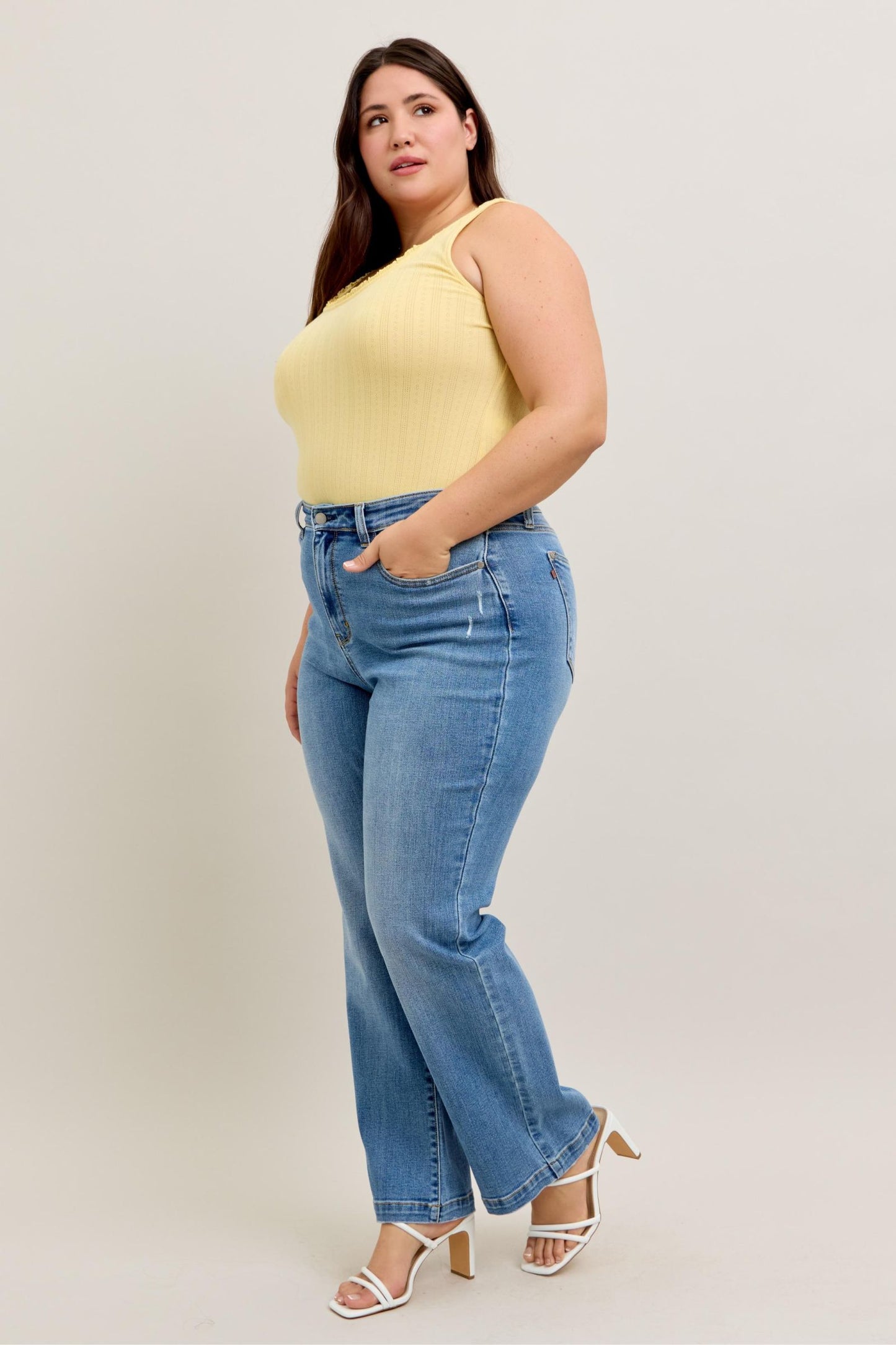 Clover High Rise Trouser Non distressed by Judy Blue