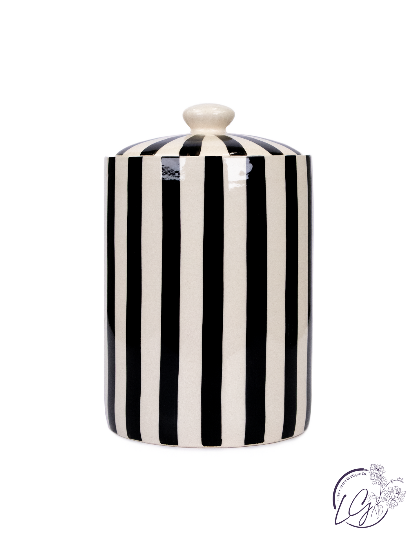 Stoneware Black & White Canister