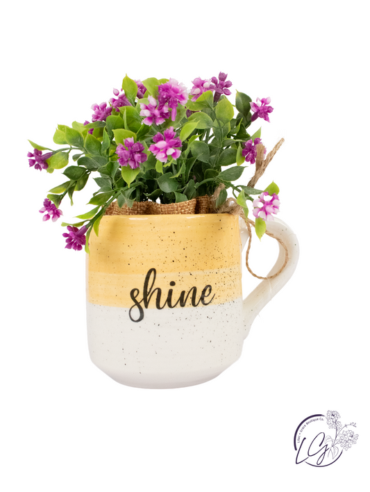 Ceramic Mug with Faux Flower - Enouraging Words