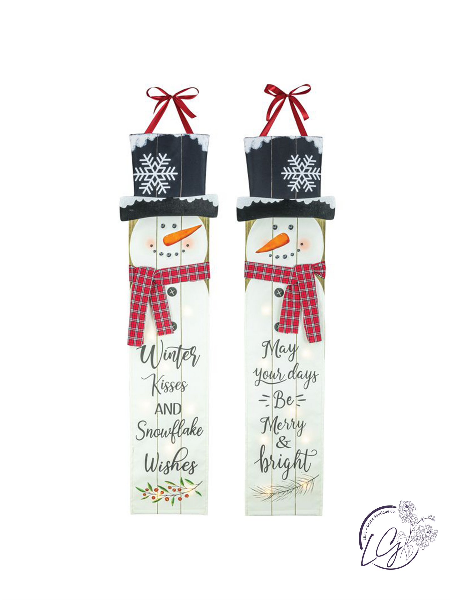 Snowflake Top Hat Snowman Light Up Banner