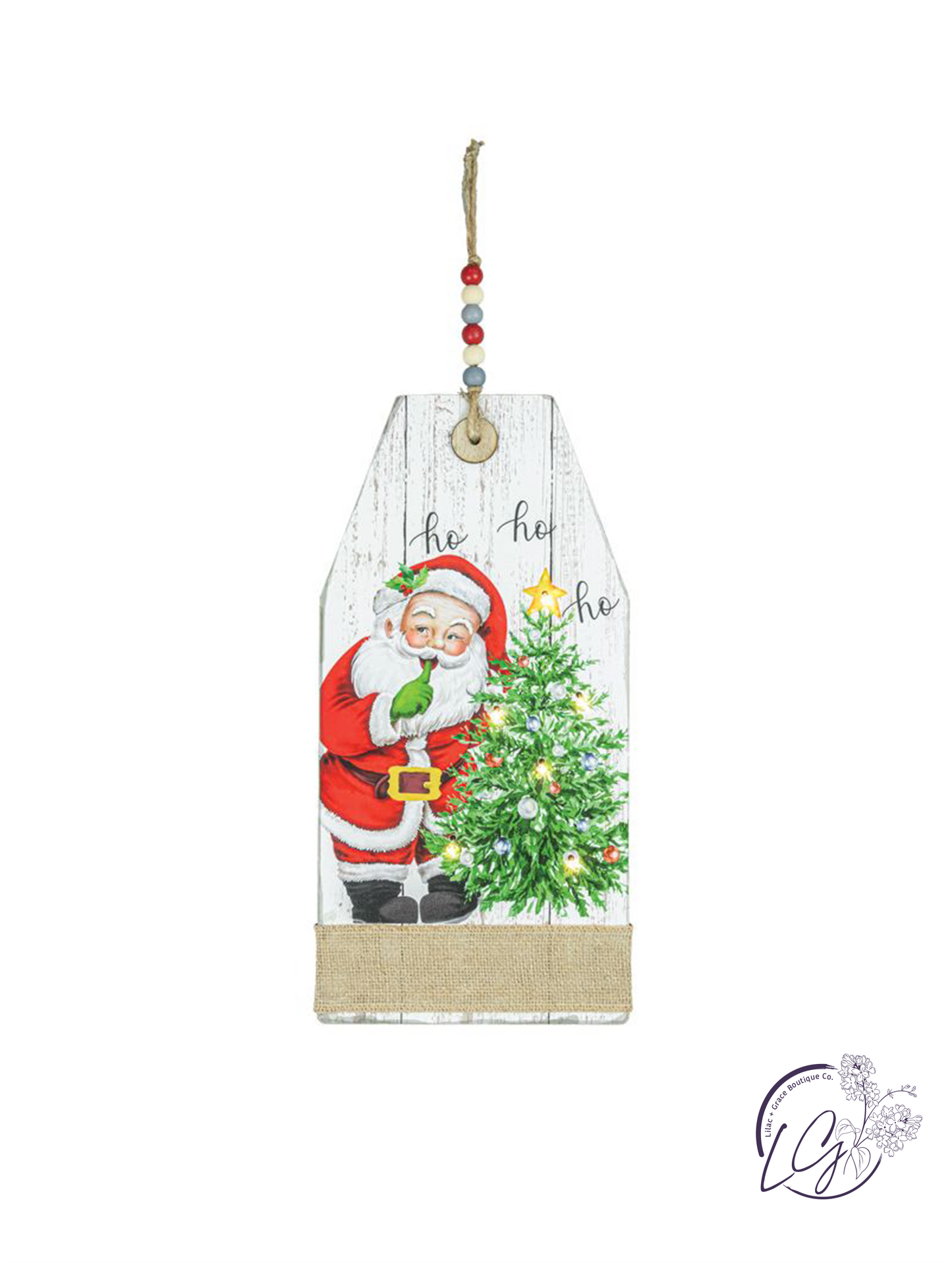 Wooden Santa Tag Light Up Hanger