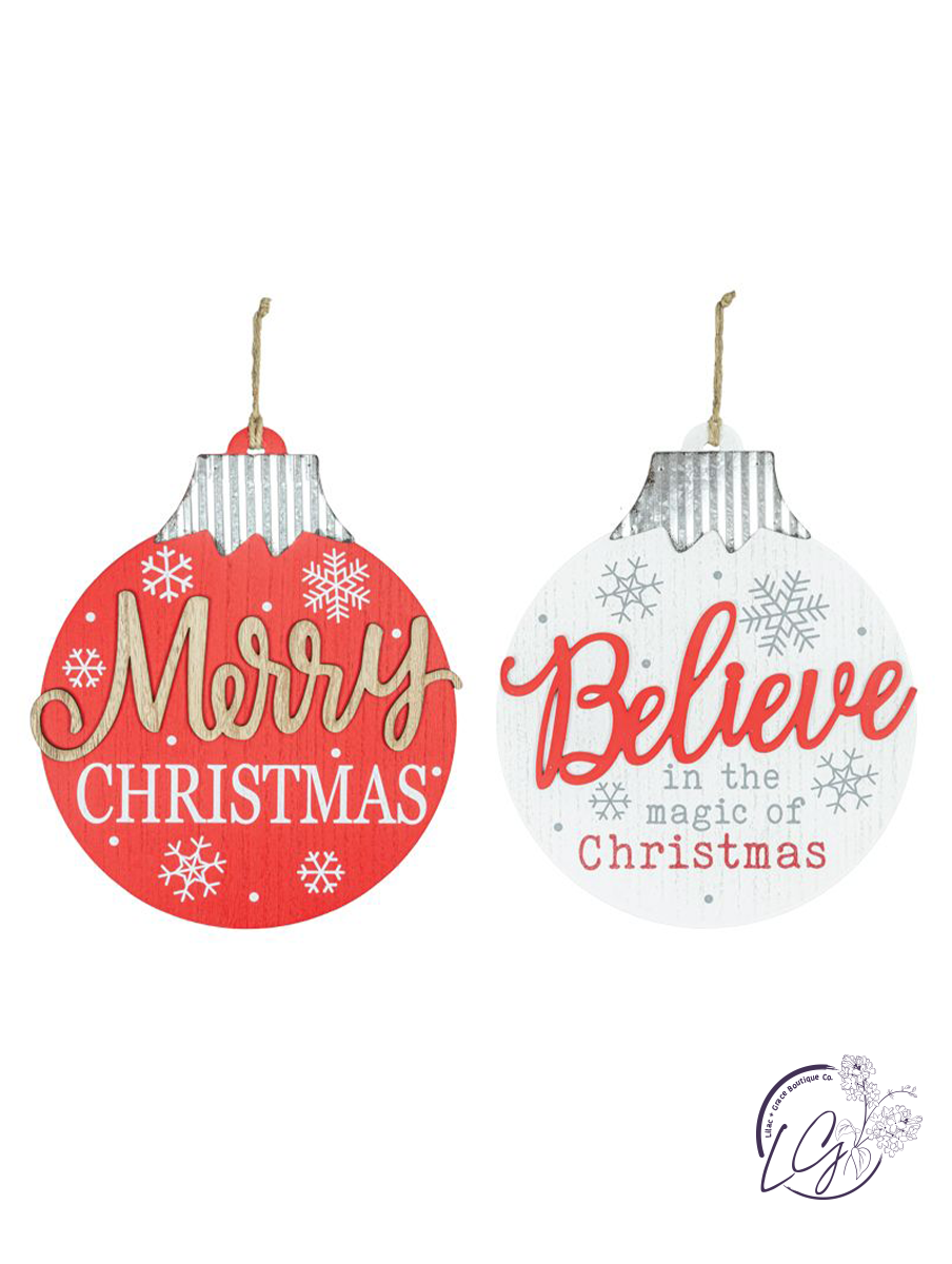 Believe And Merry Wooden Ornament Hanger