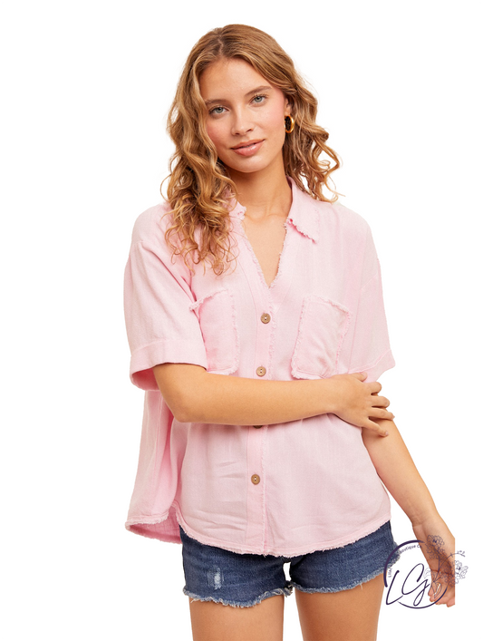 Comfort Cloud Linen Blend Button-Down