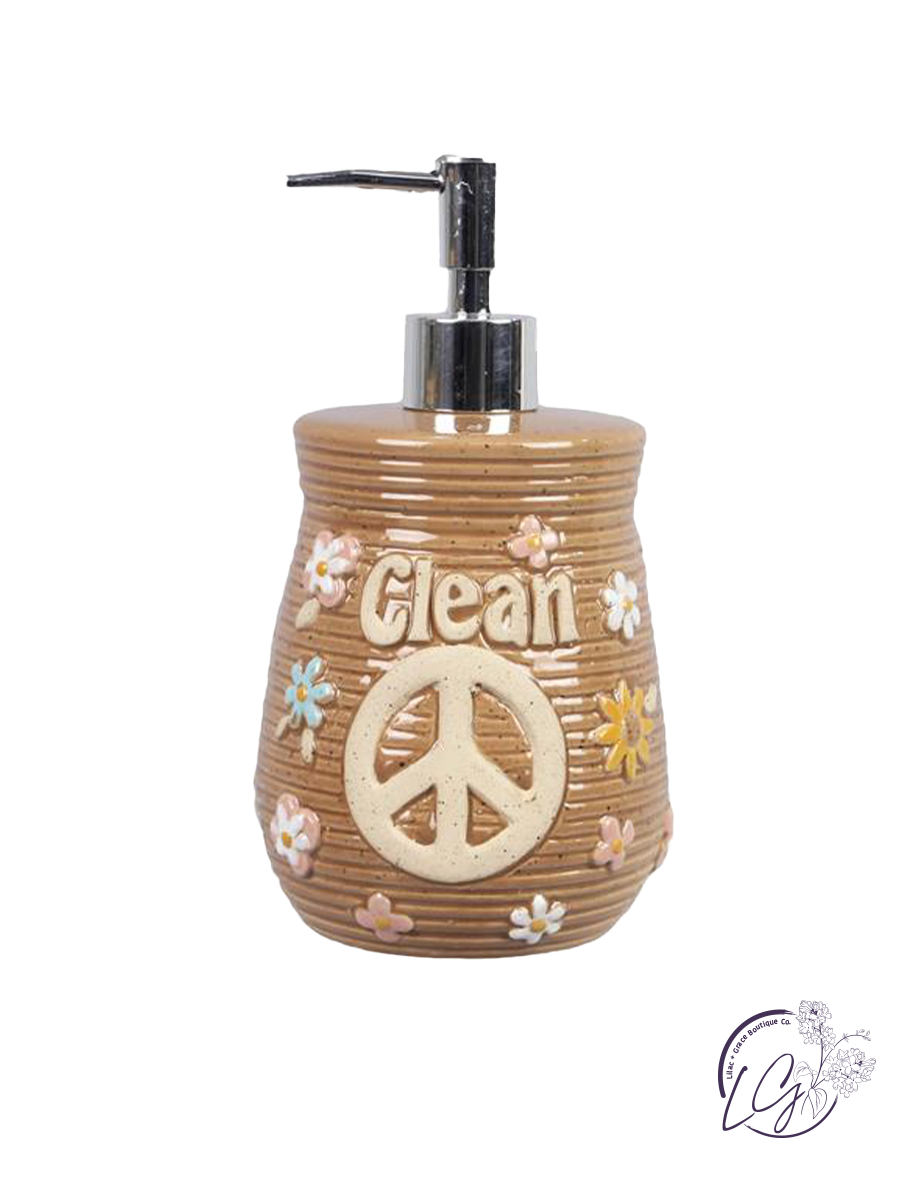 Stoneware Positive Vibes Peace Soap Dispenser