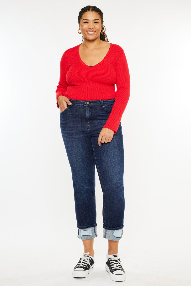 Lina Curvy Mid Rise Skinny Straight Jeans By Kan Can