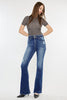 Maleah High Rise Double WB Detail Fray Hem Flare Jean By Kancan
