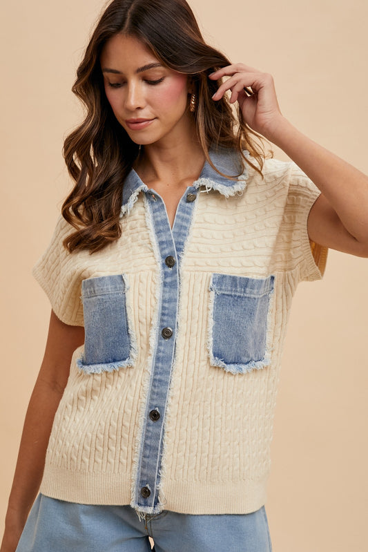 Denim Dusk Cable Vest