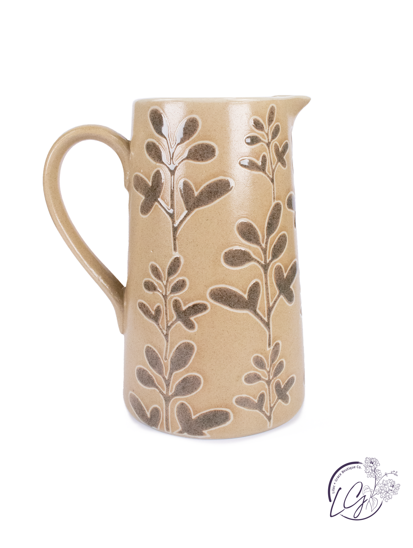 Stoneware Leaf Design Pitcher