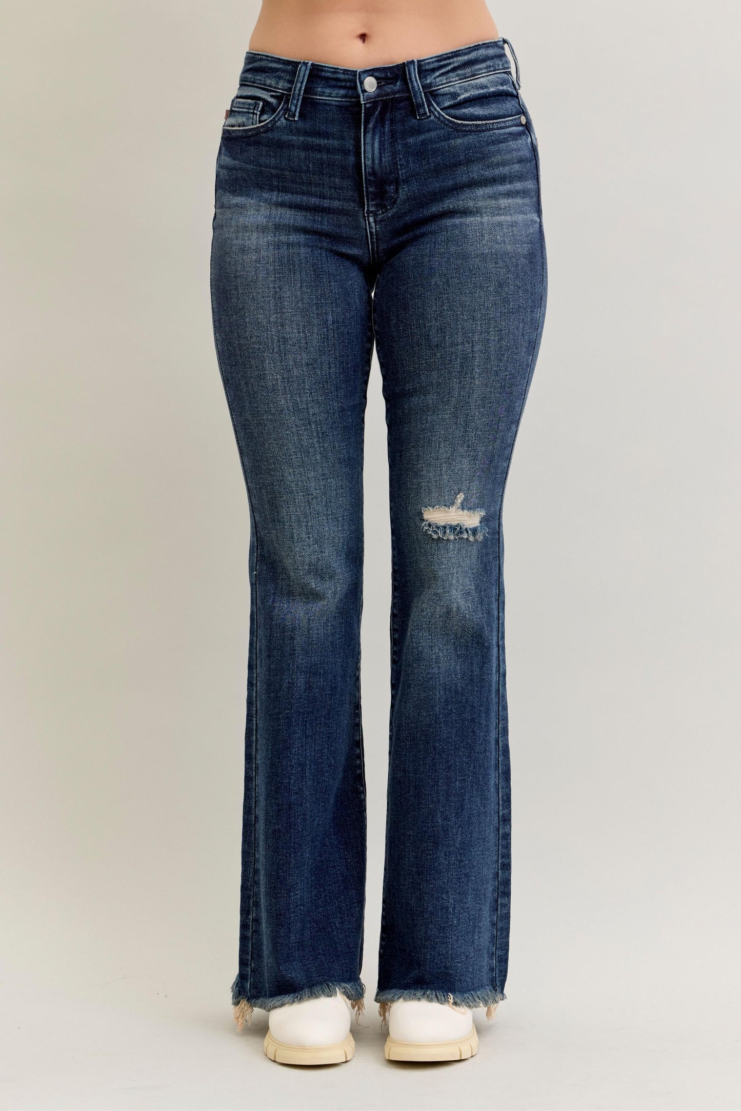 Mara High Rise Flare Destroy & Fray Hem by Judy Blue