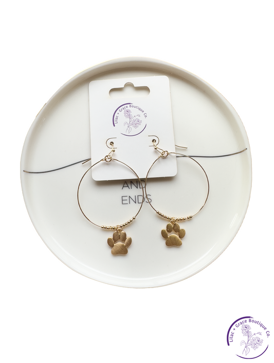 Paw Print Large Hoop Earrings