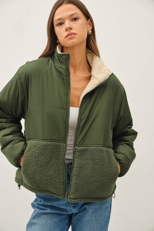 Reversible Sherpa Block Puffer