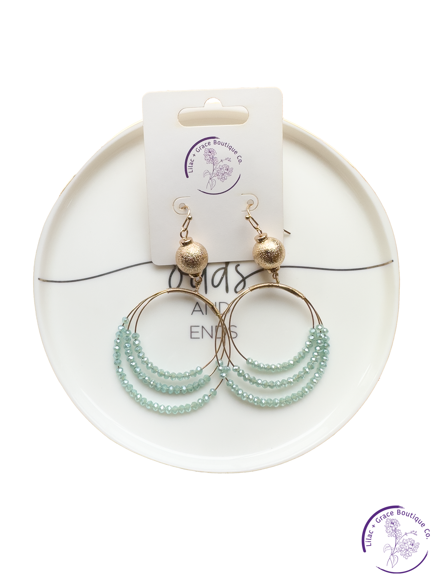 Triple Beaded Hoop Earrings