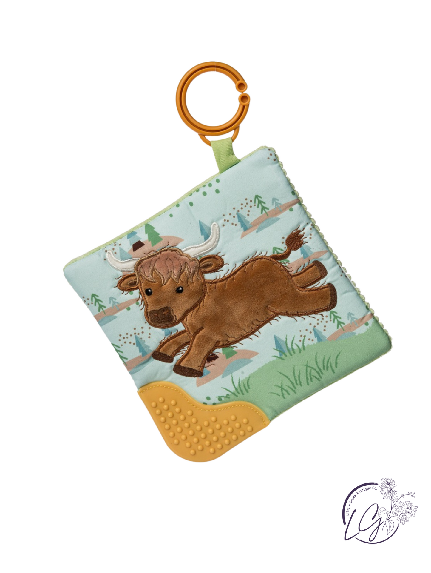 Hetty Highland Cow Crinkle Teether – 6×6″