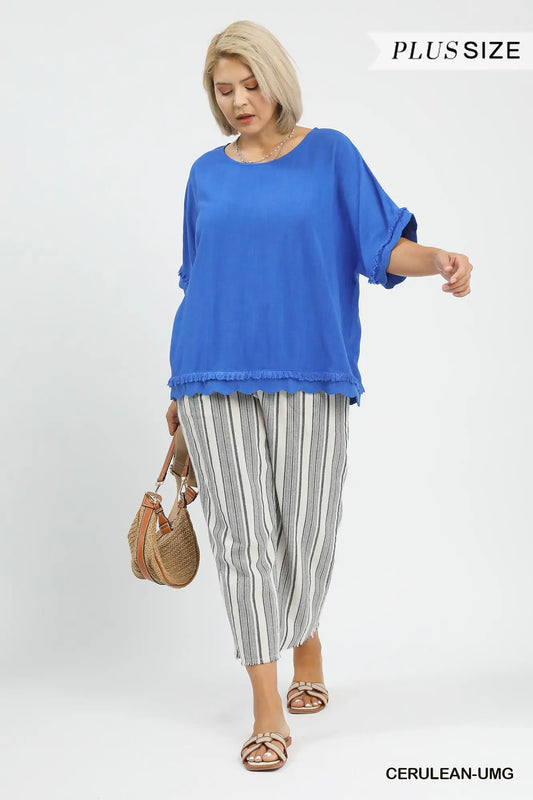 Curvy Coastal Fringe Blouse