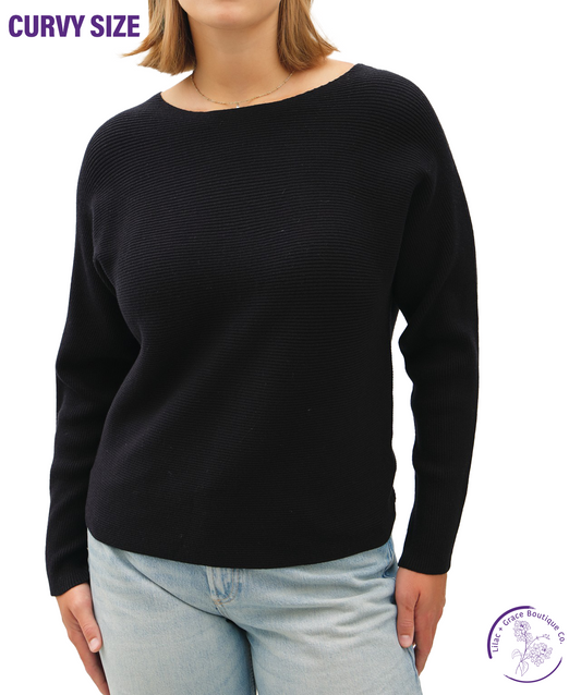 Curvy Elegant Bliss Boat Neck Sweater