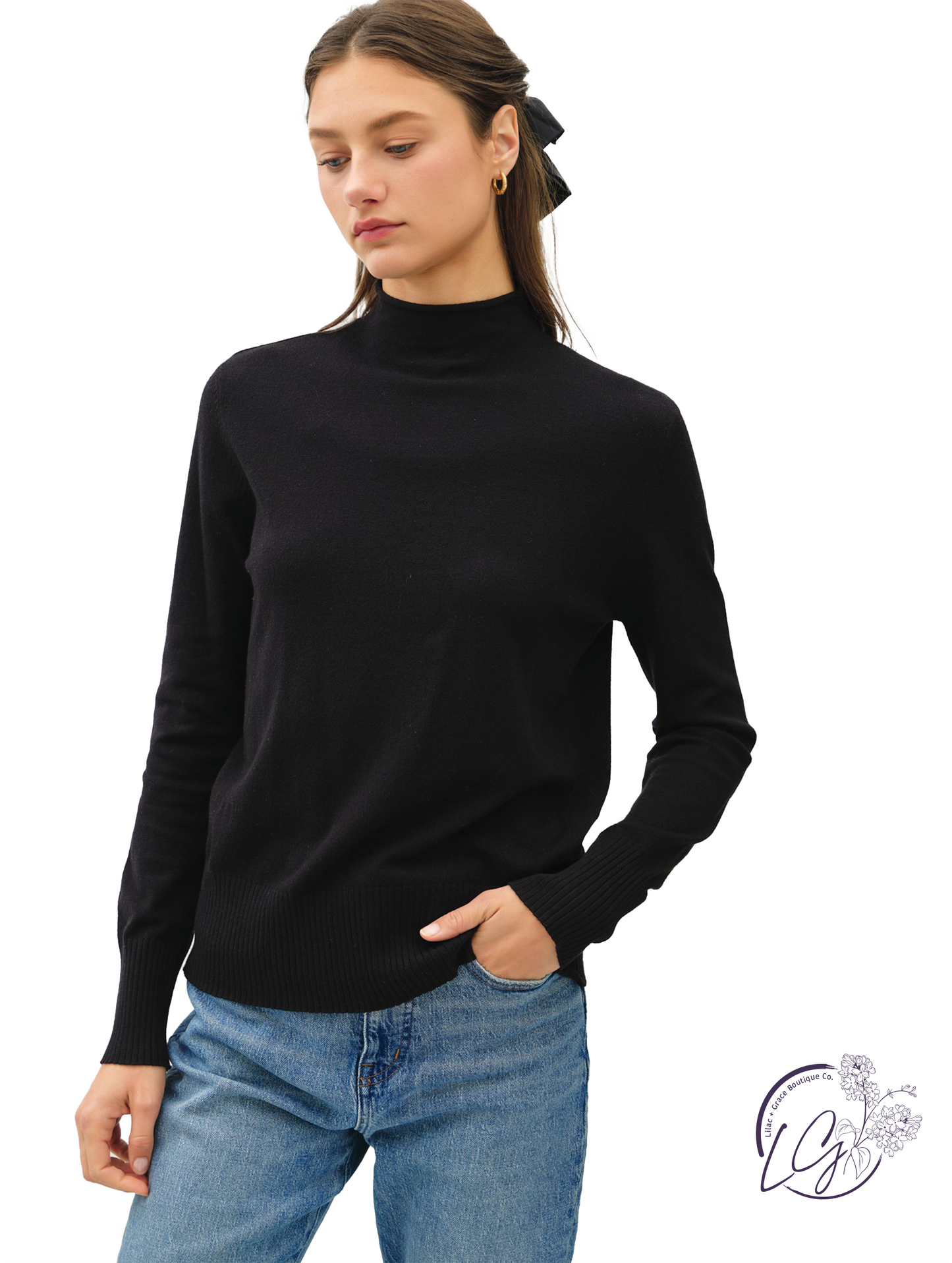 Frayed Luxe Mock Neck