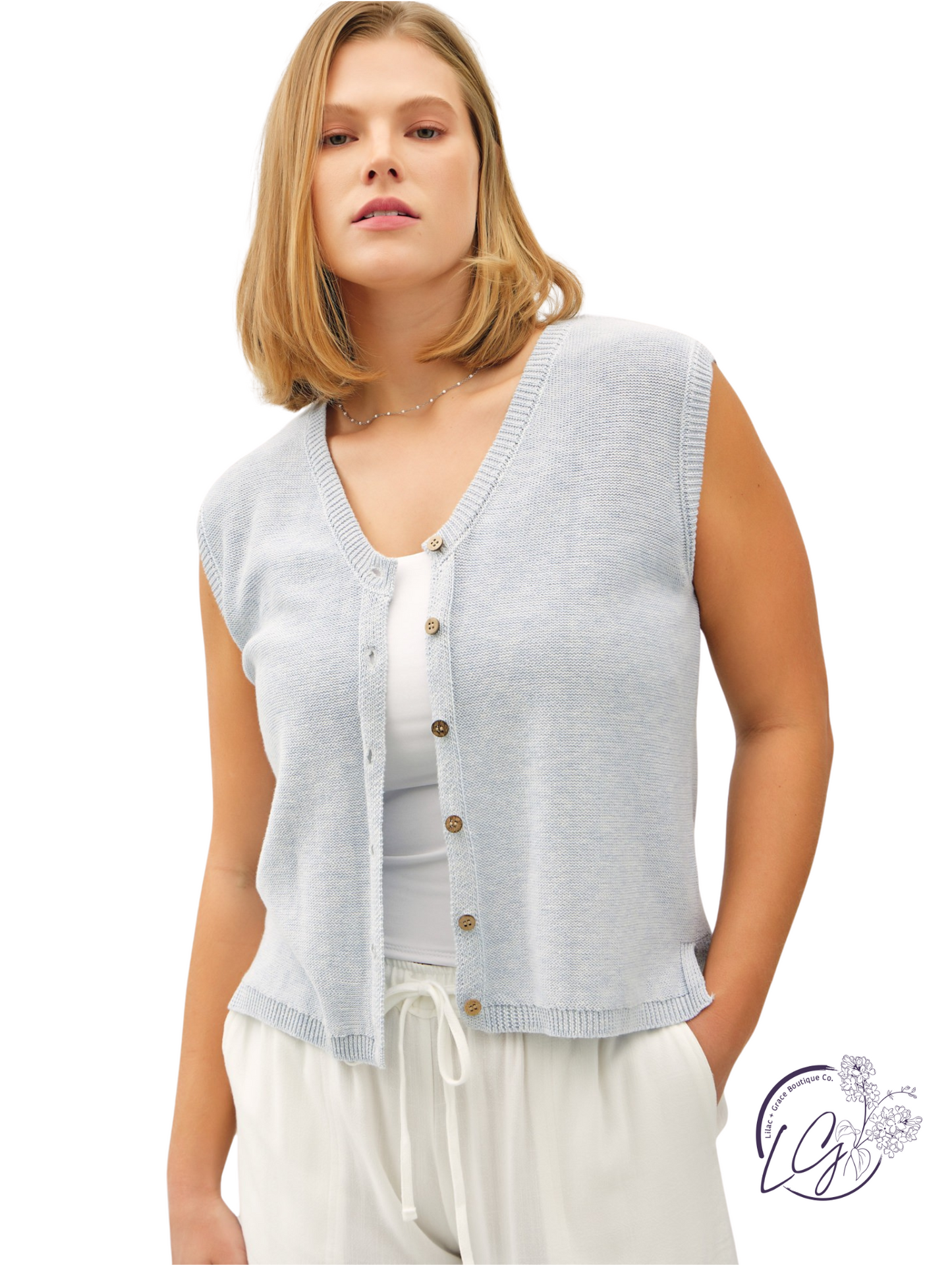 Curvy Sky-High Toasts Sweater Vest