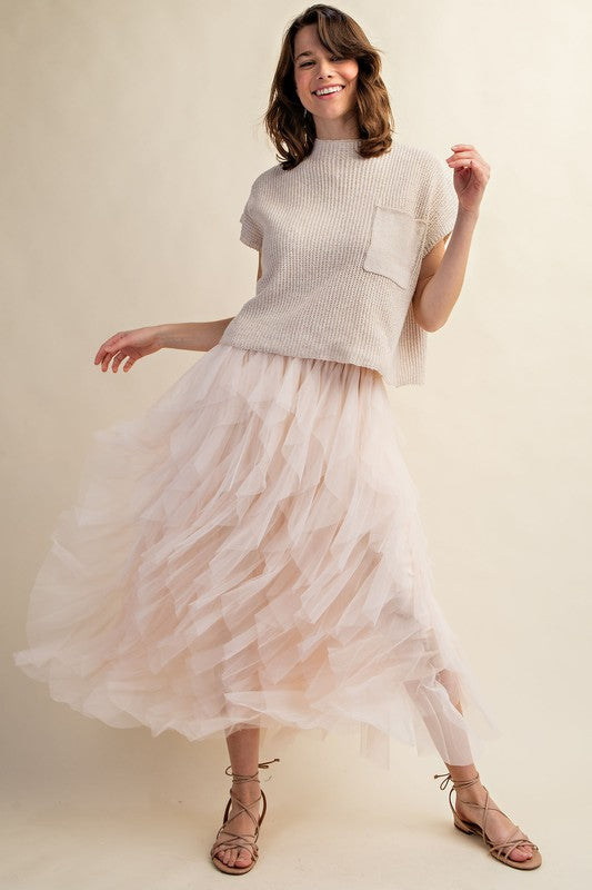 Curvy Cascading Layers Tulle Maxi Skirt