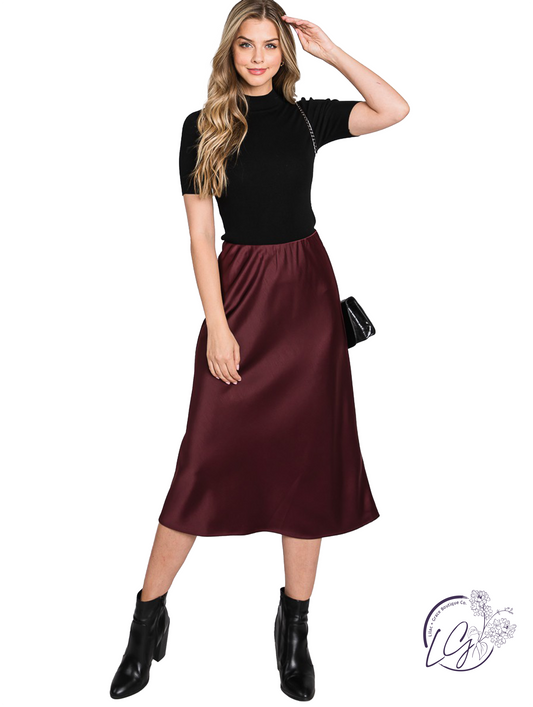 Say Yes Soon Satin Midi Skirt