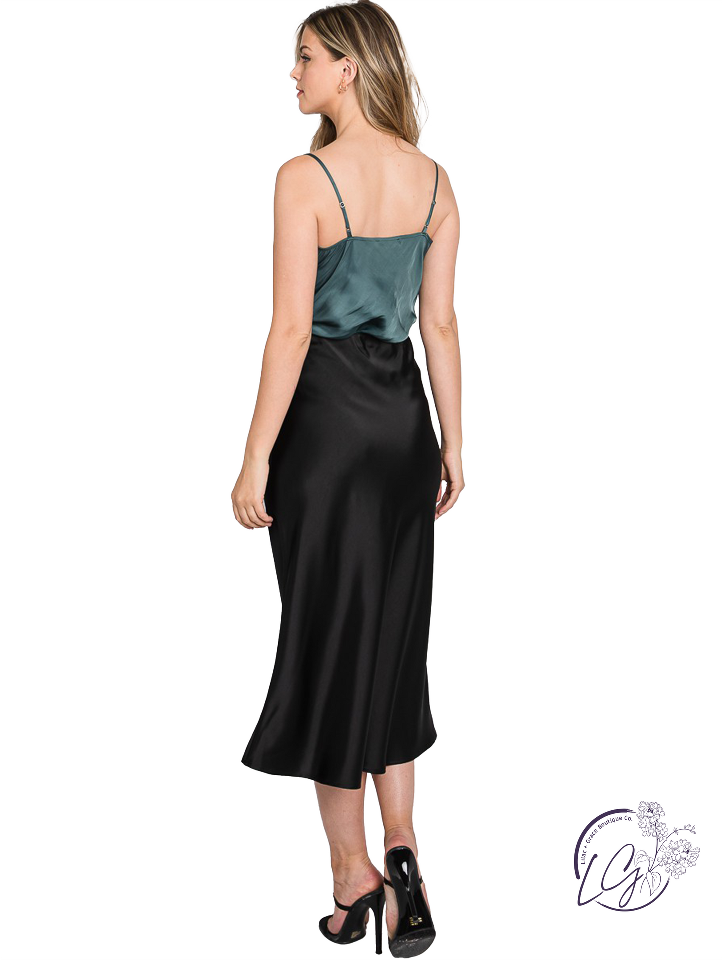 Say Yes Soon Satin Midi Skirt