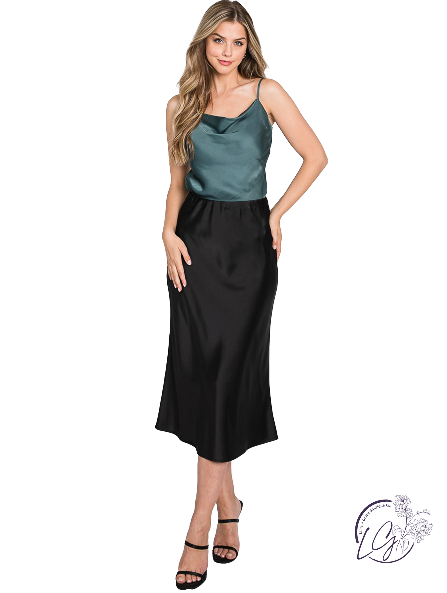 Say Yes Soon Satin Midi Skirt