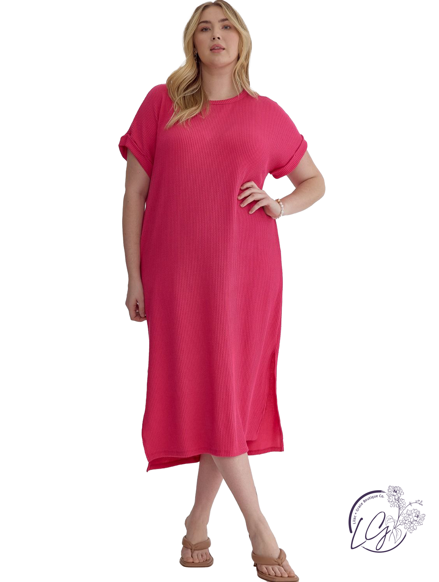 Curvy Lineshift Side-Slit Midi Dress