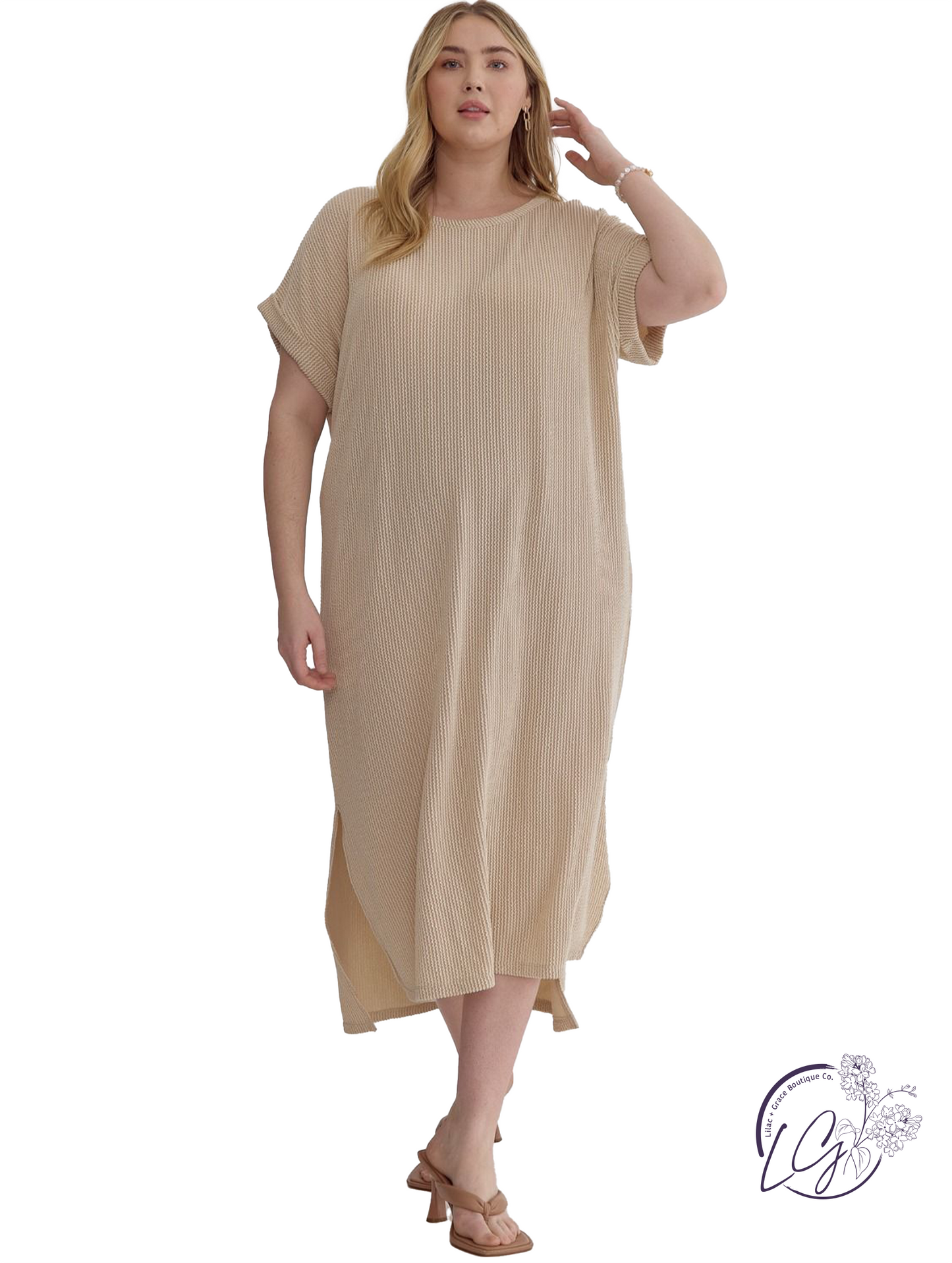 Curvy Lineshift Side-Slit Midi Dress