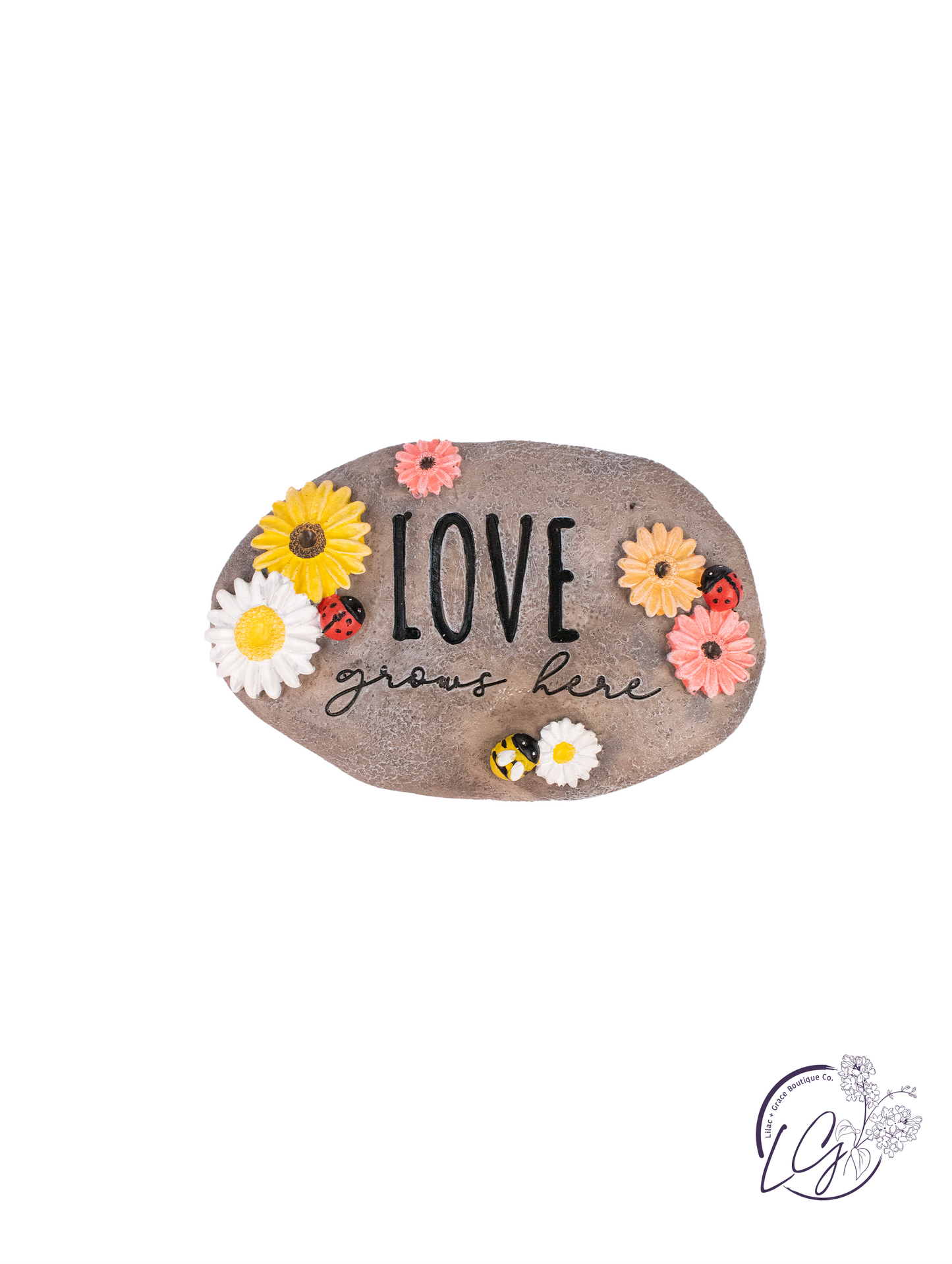 Small Resin Garden Flower Message Stone