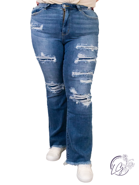 Curvy Winona Patched Bootcut Jean By Judy Blue