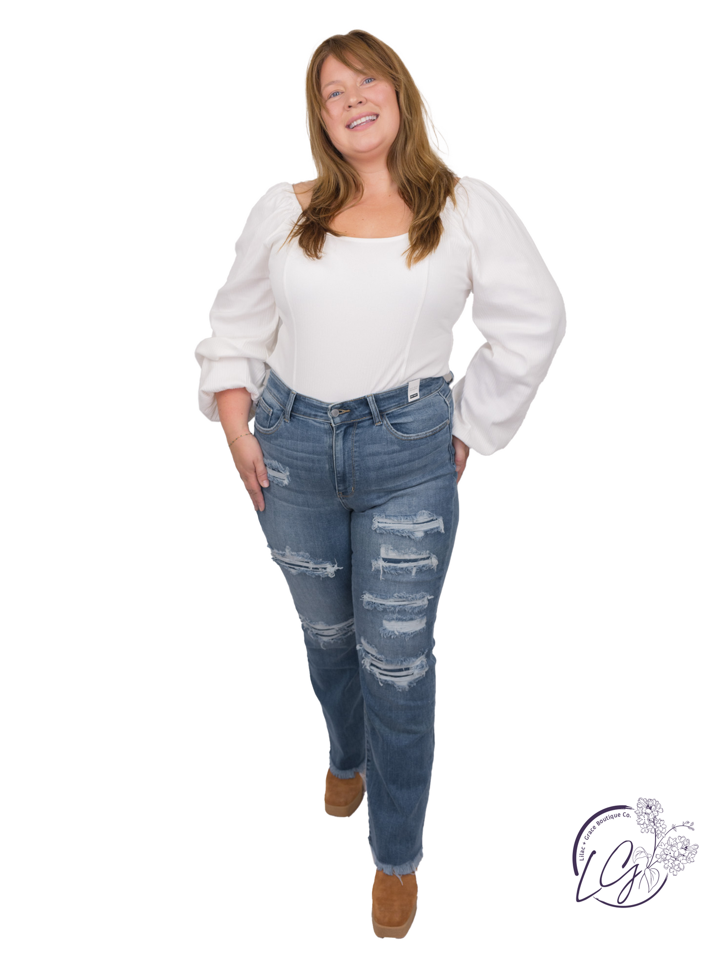 Curvy Winona Patched Bootcut Jean By Judy Blue