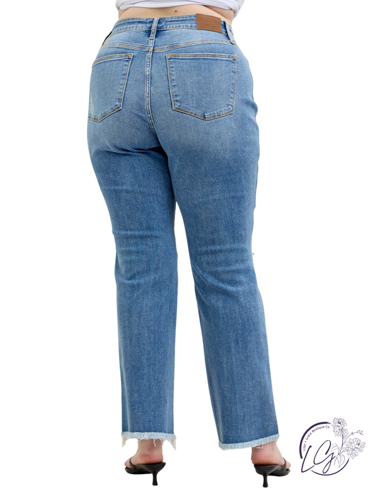 Curvy Jade Destroy Fray Hem Bootcut By Judy Blue
