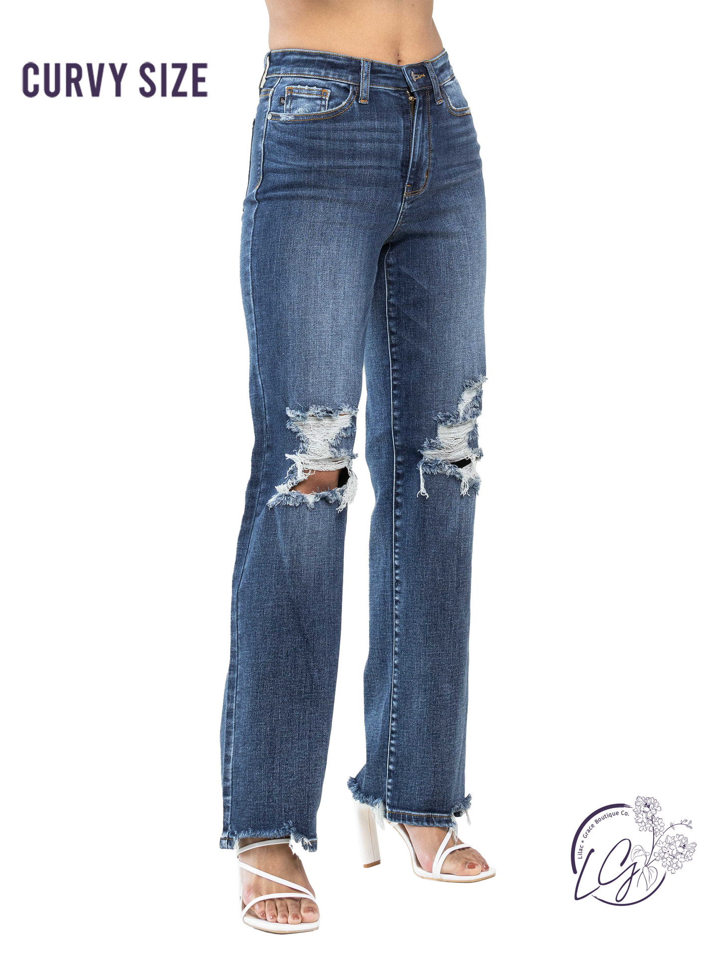 Curvy Jolene High Distressed Straight by Judy Blue