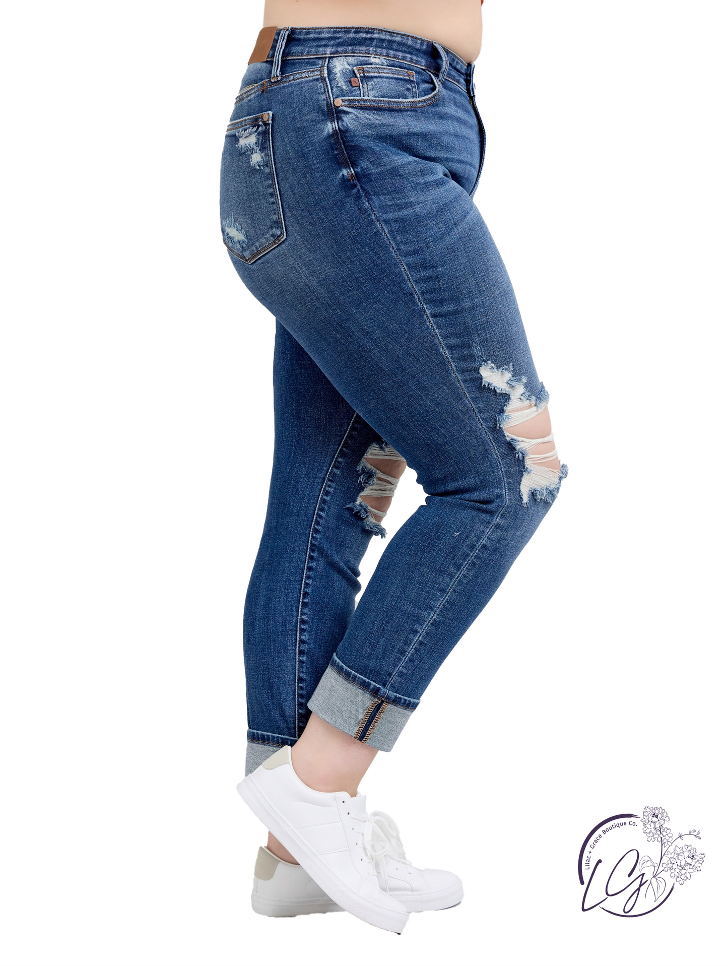 Curvy Massie High-Rise Wide-Leg Distressed by Judy Blue