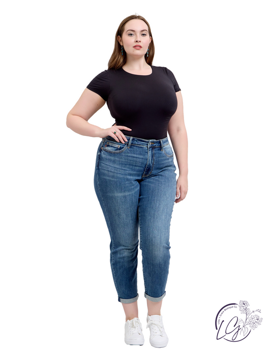 Curvy Marigold Mid-Rise Boyfriend Non-Distressed by Judy Blue