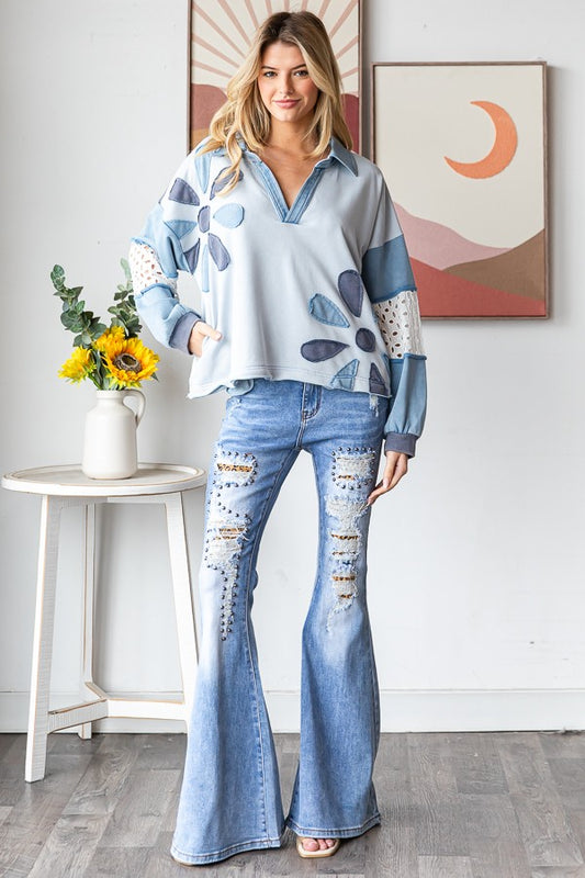 Blue Skies Patchwork Pullover ☁️