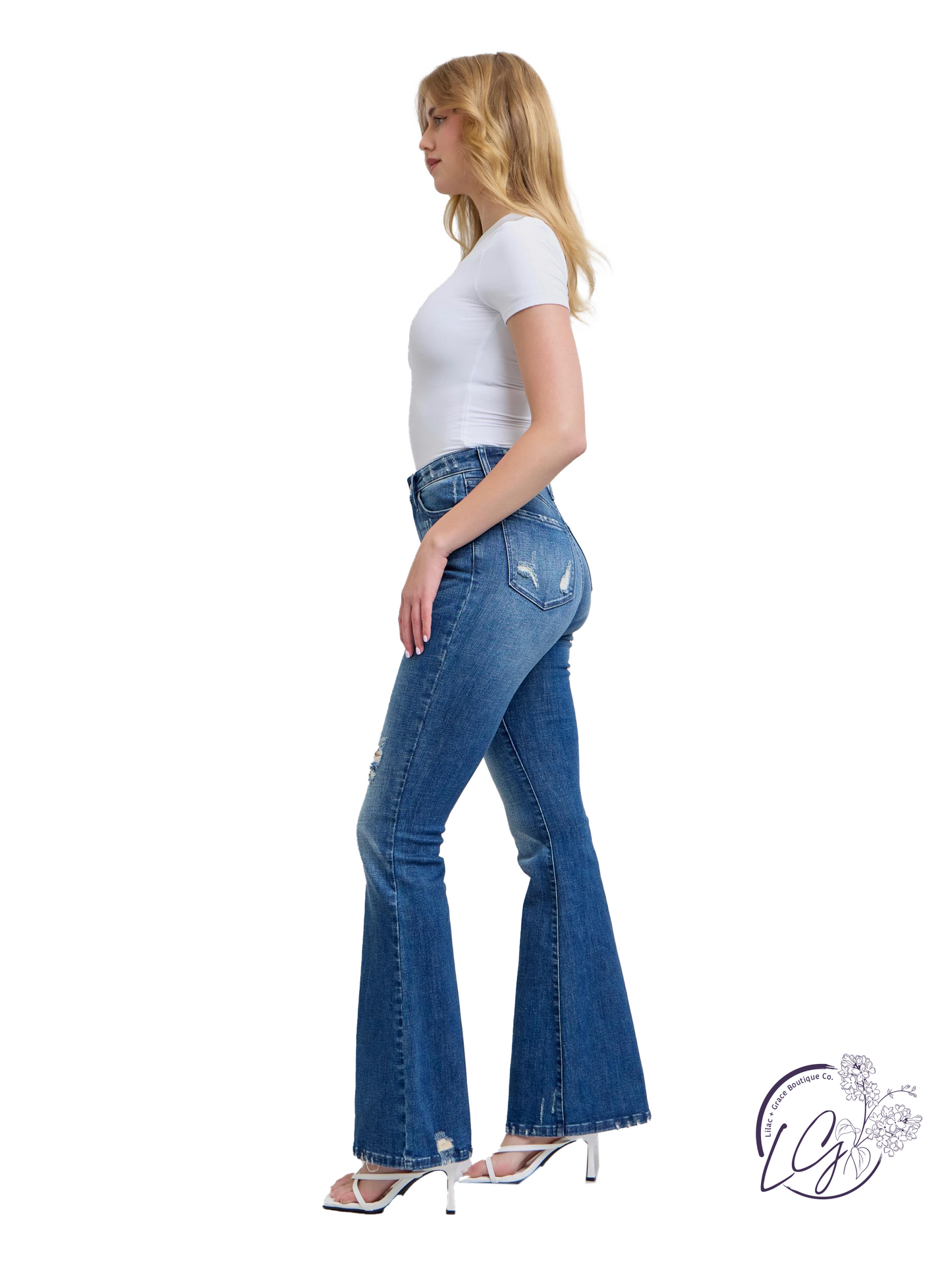 Delaney High-Rise Flare Distressed by Judy Blue