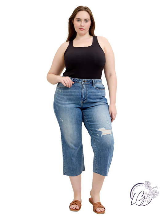 Curvy Jennie High-Rise Wide-Leg Distressed by Judy Blue
