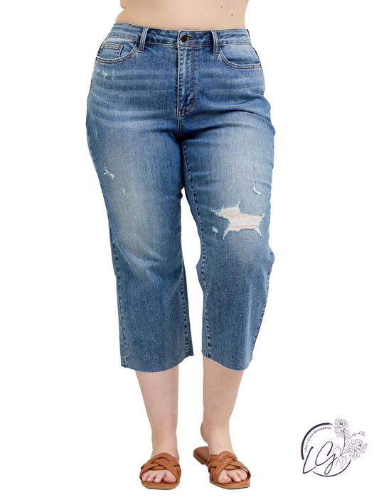 Curvy Jennie High-Rise Wide-Leg Distressed by Judy Blue