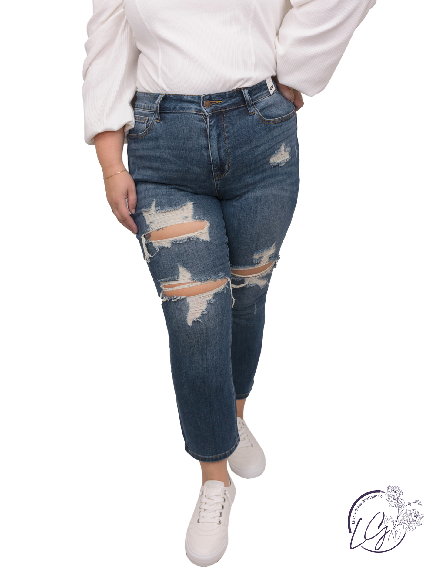 Curvy Lara Mid-Rise Crop Straight Leg Jean By Judy Blue