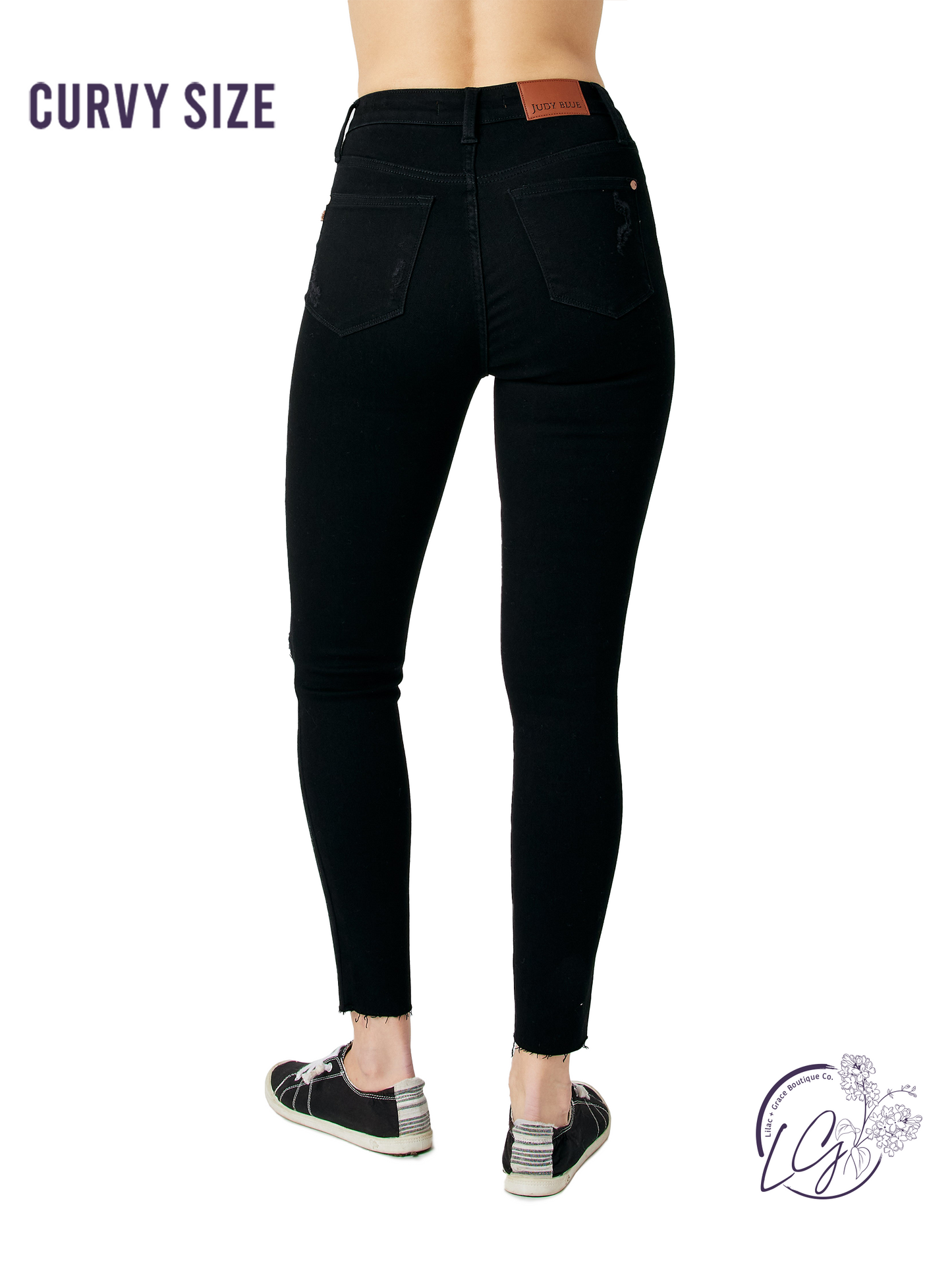 Curvy Caroline High-Rise Heavy Destroy Raw Hem Skinny By Judy Blue