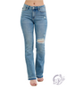 Zara Mid-Rise Bootcut Distressed Jeans by Judy Blue