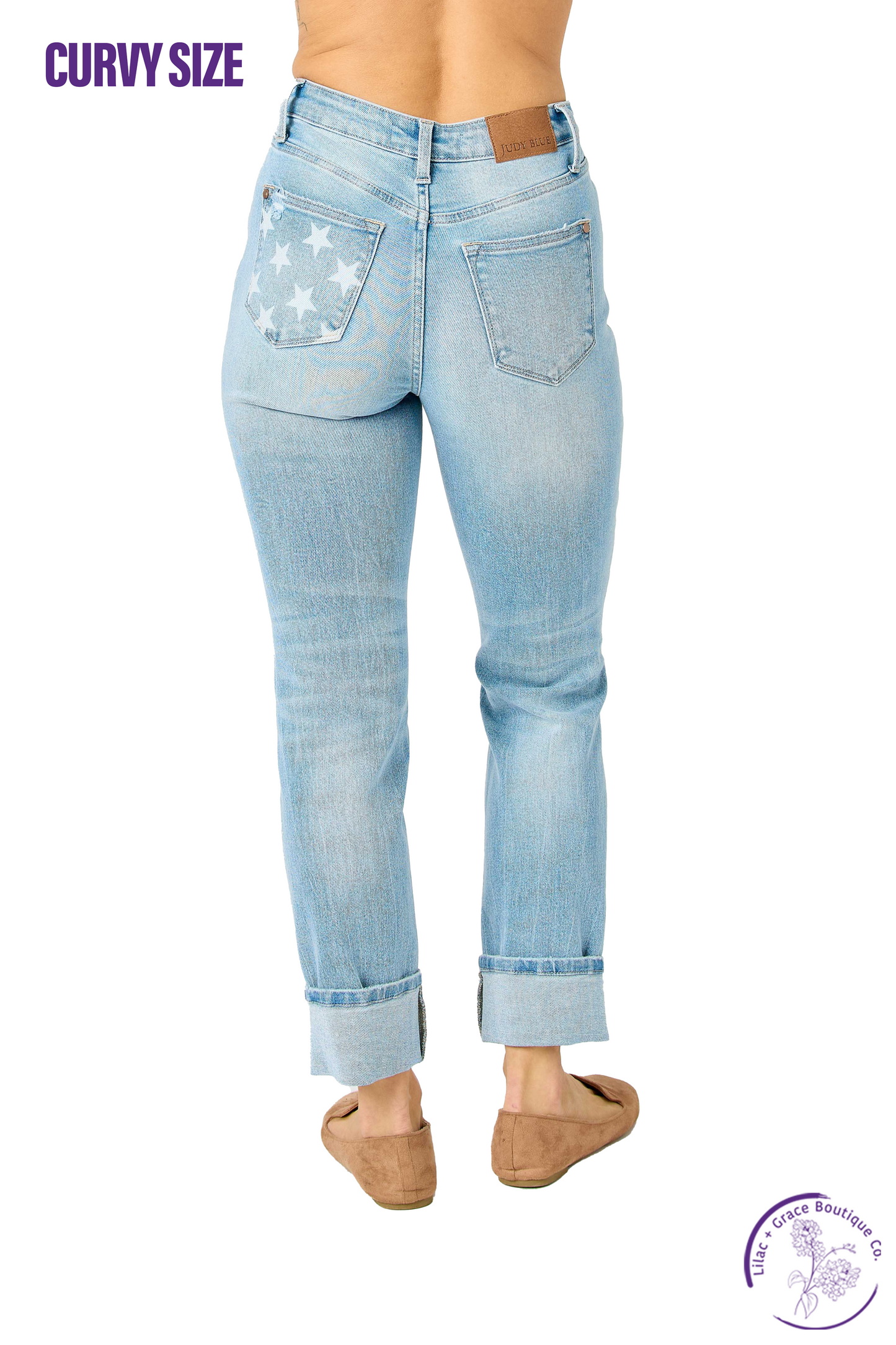 Curvy Liberty Mid-Rise Cuffed Boyfriend Jean by Judy Blue