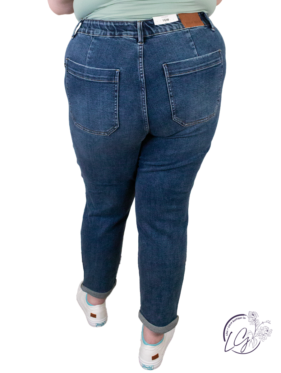 Curvy Briella Elastic Drawstring & Cuffed Jogger By Judy Blue