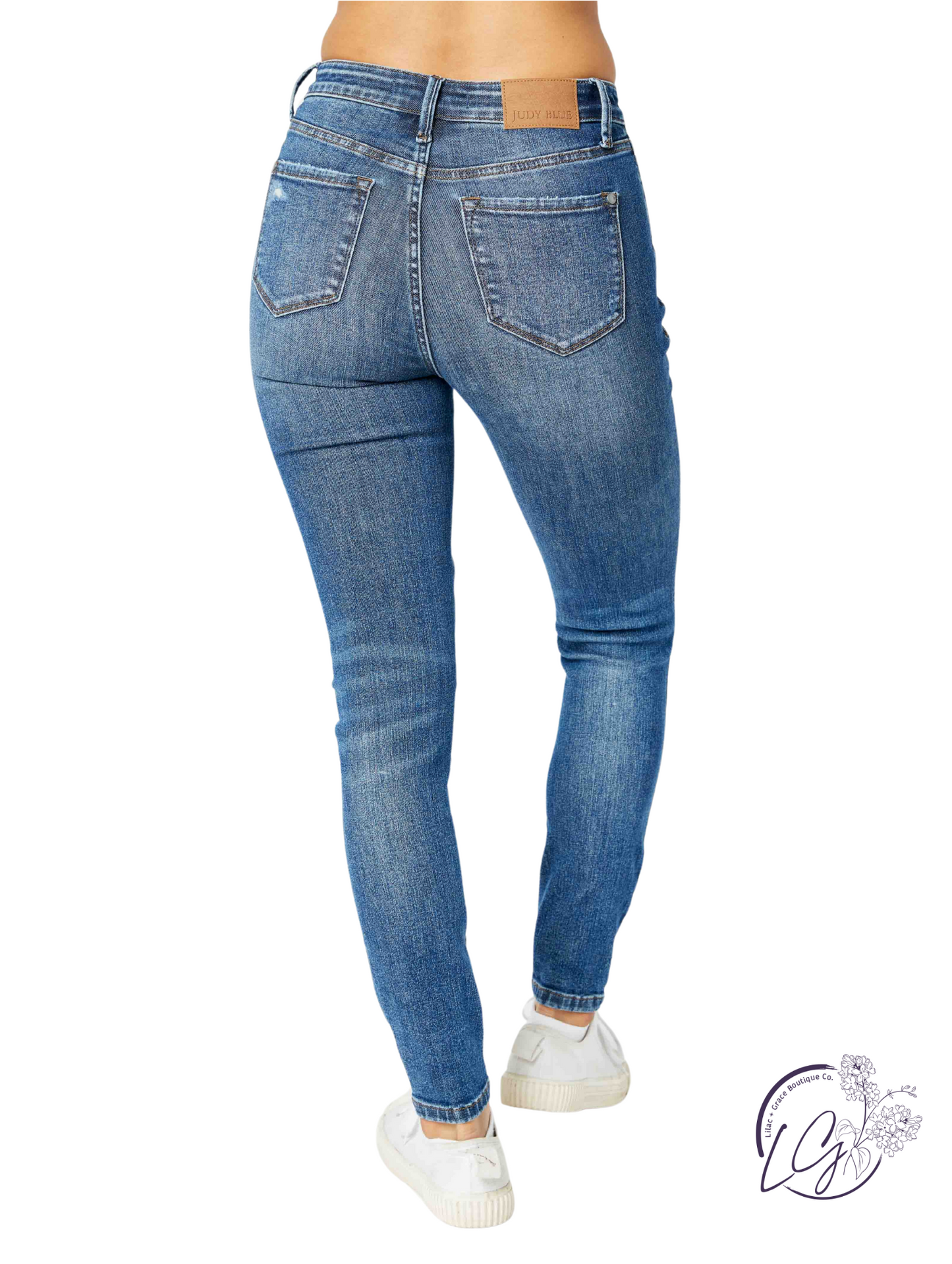 Estelle Tummy Control Distressed Jeans by Judy Blue