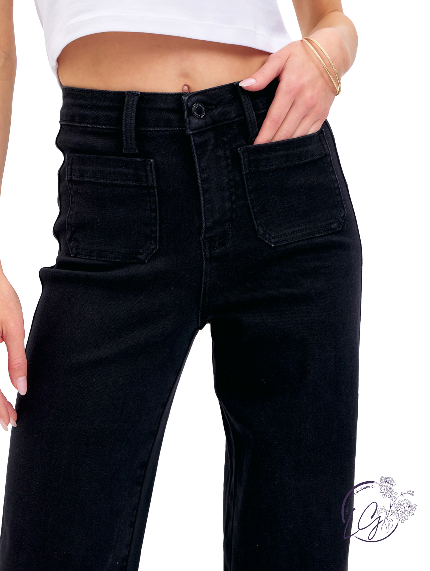 Lillian Patch Pocket Straight Jeans By Judy Blue